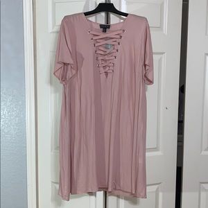 3X Forever 21 Pink Lace up detail dress